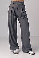 Женские классические брюки со складками - серый цвет, M (есть размеры) pm