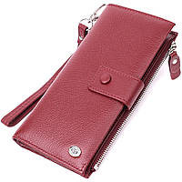 Вертикальный женский кошелек-клатч из натуральной кожи ST Leather 22535 Бордовый pm