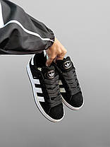 Жіночі кросівки Adidas Campus Black White Адідас Кампус чорно білі замшеві демісезон демісезон унісекс, фото 6
