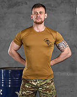 Тактическая футболка койот мужская рисунок Welcome to Hell, Военная футболка койот coolmax варриорс military