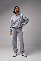 Спортивный костюм женский с худи и джоггерами - светло-серый цвет, L (есть размеры) pm