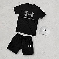 Спортивный костюм Under Armour Футболка Шорты Кепка мужские комплект андер армор черный