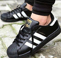 Кроссовки суперстар черно-белые удобные Adidas Superstar Black стильные Кеды мужские adidas superstar черные 40