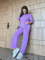 Костюм женский прогулочный трикотажный лето футболка+штаны батал, большие размеры 48-50, 52-54, 56-58