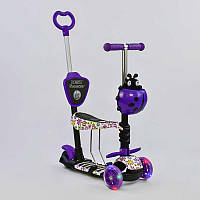 Самокат 5 в 1 "Best Scooter" PU колеса с подсветкой. Purple and White (74058)