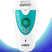 Эпилятор VGR V-722 аккумуляторный 2 скорости 32 пинцета с насадками. TL-861 Цвет: зеленый