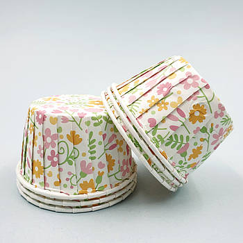 Паперова форма для мафінів із бортиком Квіточки — 25 шт