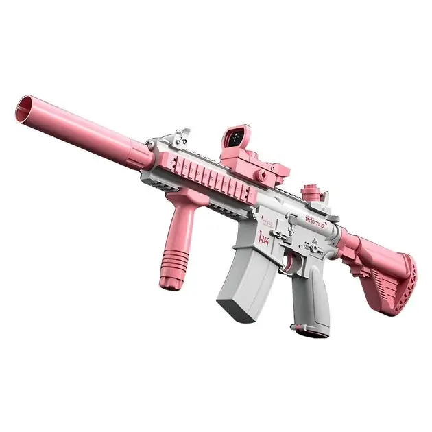 Дитячий електричний акумуляторний водяний автомат із прицілом Water Gun M416 Рожевий, фото 1