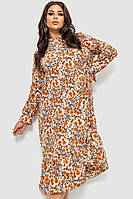 Платье шифоновое с принтом, цвет бежево-горчичный, 204R201-1