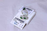 Набір Кільце та Сережки АРТ1193 срібло 925 проба Зелений, фото 2