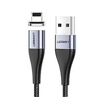 Кабель магнітний для зарядки телефону, GP, смартфона Ugreen USB Lightning 100см 3A Чорний, Гарної якості, Магнітний кабель Micro