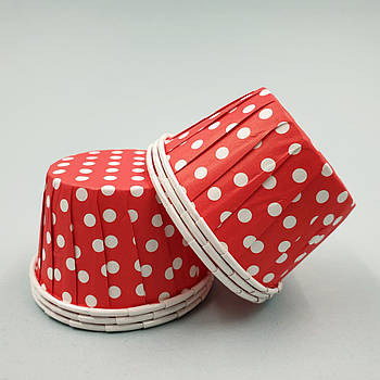 Паперова форма для мафінів із бортиком Червона в горох — 25 шт