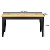 Раздвижной обеденный стол из мдф Edmondo 160-240х90 см дуб натуральный в стиле лофт на кухню