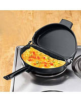 Двойная сковорода для омлета антипригарная Folding Omelette Pan, GN, Хорошее качество, сковорода для