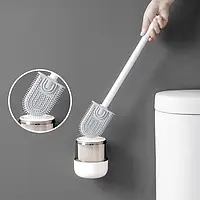 Туалетний йорж Wenko Toilet Brush для унітазу, GN, силіконова щітка, з настінним тримачем Білий 36х10х4, 5 см, Гарної якості