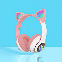 Беспроводные наушники с кошачьими ушками и RGB подсветкой Cat VZV 23M. YH-974 Цвет: розовый