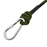 Канат 10 мм с карабинами 10 метров Green, SL1, Хорошее качество, Альпинистская веревка, Шнур-паракорд для