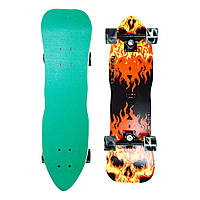 Деревянный скейтборд круизер "Огненный череп" колеса PU 823-1, GN, Хорошее качество, скейты, самокаты,