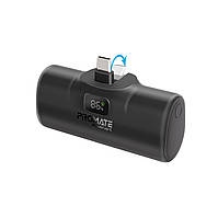 Повербанк Promate PowerUp-c 5000 mAh, USB-C порт PD, USB-C штекер Вlack (powerup-c.black)