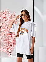 Базовая летняя стильная женская хлопковая свободная футболка Balenciaga хорошего качества оверсайз 42-46