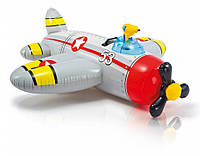Детский плотик для плавания Самолетик 57537 с водяным пистолетом (Серый) pm