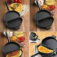 Двойная сковорода для омлета антипригарная Folding Omelette Pan, SL1, Хорошее качество, сковорода для