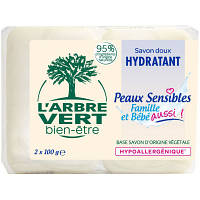 Твердое мыло L'Arbre Vert для чувствительной кожи 2 х 100 г (3450601029035) tm