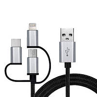 Дата кабель USB 2.0 AM to 3in1 1.0m Premium black REAL-EL (EL123500035) tm