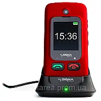 Кнопочный телефон бабушкофон-раскладушка с кнопкой сос на 2 сим карты Sigma Comfort 50 Shell DUO Black-Red