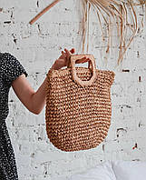 Женская летняя сумка из соломы шоппер на пляж пляжная сумка.