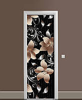 Наклейка на дверь Zatarga «Завитки лилий» 650х2000 мм виниловая 3Д наклейка декор самоклеящая SK, код: 6512435
