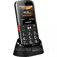 Кнопочный телефон бабушкофон с камерой, кнопкой сос и стаканом для зарядки на 2 сим карты Nomi i220 Black