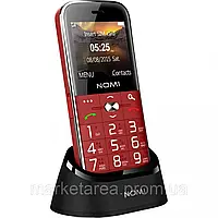 Кнопочный телефон бабушкофон с хорошей большой батареей и подставкой для зарядки Nomi i220 Red 2.2"