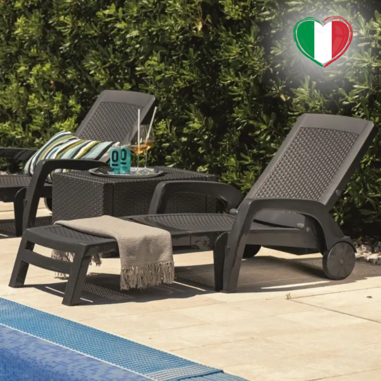 Шезлонг пластиковий Лежак для басейну BICA Miami Лежаки-шезлонги пластикові коричневі