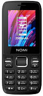 Кнопочный телефон с большим дисплеем, мощной батареей и камерой на 2 сим карты Nomi i2430 black АКБ 2500 мА*ч