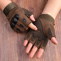 Тактические беспалые перчатки (велоперчатки, Ch2, мотоперчатки) Eagle Tactical ET-01 Green Размер L, Хорошее