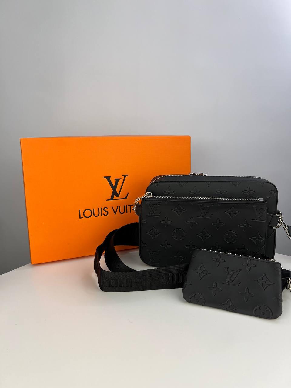 Сумка-месенджер Louis Vuitton 3 в 1 чорний monogram - у комплекті клатч і гаманець