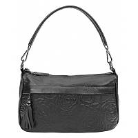 Женская кожаная сумка Borsa Leather 1t840-black черная