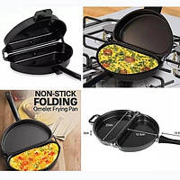 Двойная сковорода для омлета антипригарная Folding Omelette Pan, GN2, Хорошее качество, сковорода для