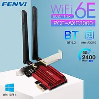 Тридіапазонний PCI-E Wi-Fi 6E адаптер FENVI 2.4/5/6GHz 2400 Mbps + Bluetooth 5.3