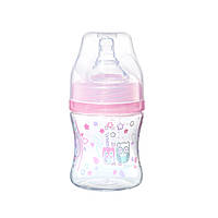 Пляшка антиколькова BabyOno із широким отвором 0+ рожевий (120 мл)