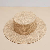 Летняя соломенная шляпа Канотье из рафии APRICOT бежевая (поля 7 см)