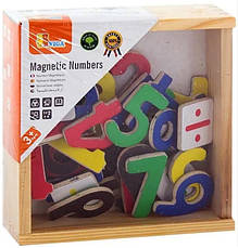 Набір магнітних цифр та знаків Viga Toys 50325 різнокольорові дерев'яні елементи на магнітах 37 шт, фото 5