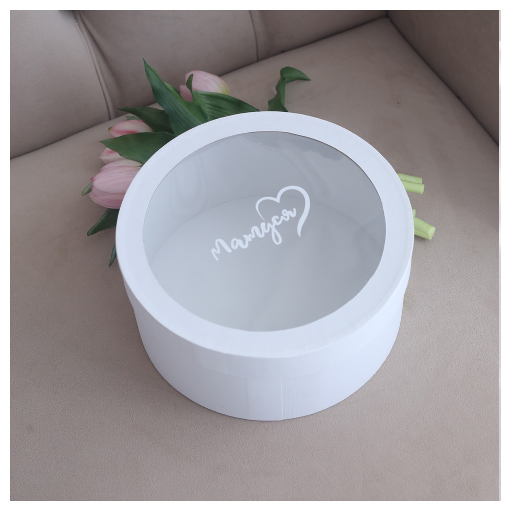 Коробка з віконечком кругла 20*10 см для мами