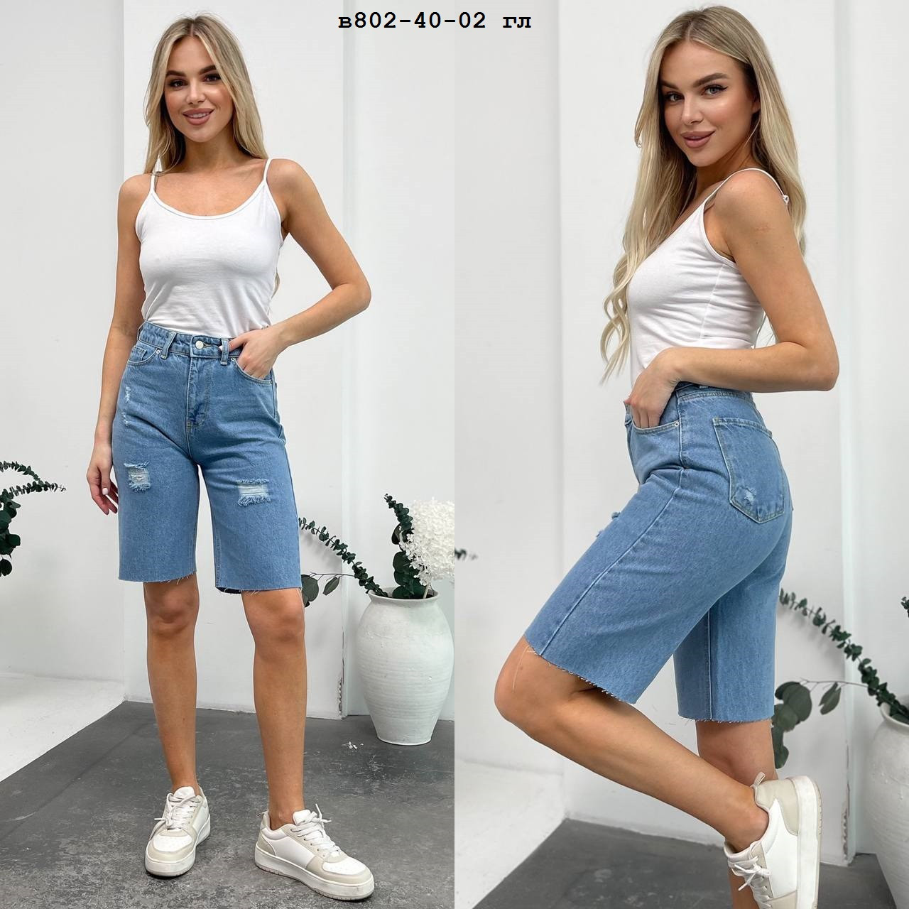 Шорти джинсові жіночі норма та батал в802-40-02 гл, фото 1
