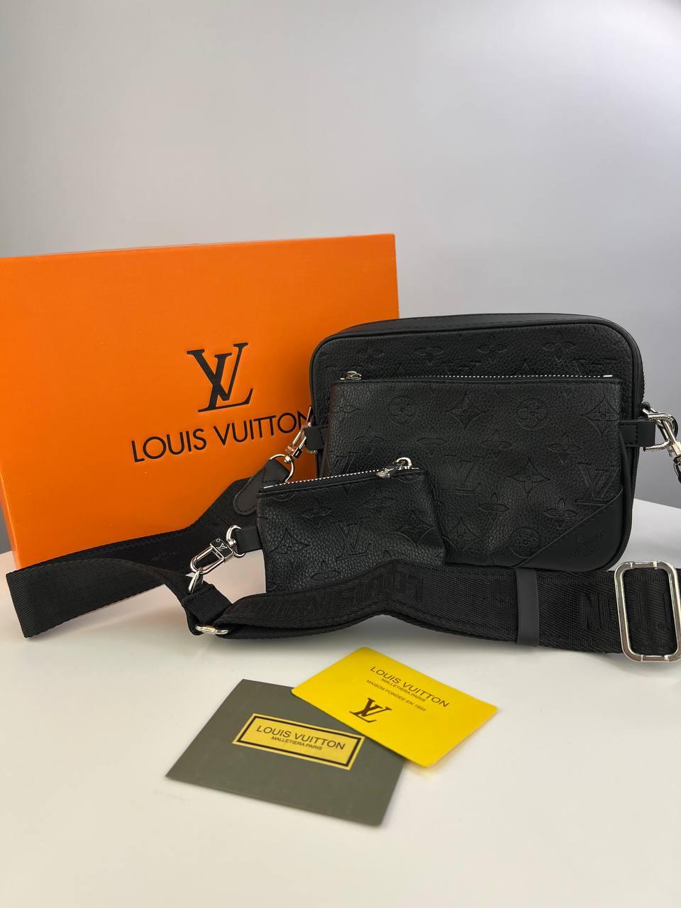 Сумка-месенджер Louis Vuitton 3 в 1 чорний monogram - у комплекті клатч і гаманець