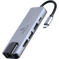 Концентратор Cablexpert USB-C 5-in-1 (hub/HDMI/PD/LAN) (A-CM-COMBO5-04) tm