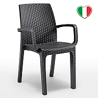 Стілець садовий пластиковий BICA Verona armchair Меблі штучний ротанг тиснення Крісла-стільці Пластикові стільці