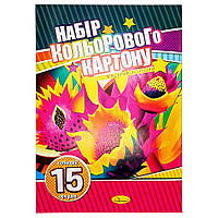 Набір кольорового картону АП-1105 А4-15, 15 аркушів, односторонній (Вид 2) pm