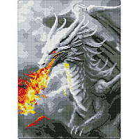 Алмазна мозаїка без підрамника "Вогнедишний дракон" з АВ стразами AMC7832 30х40см pm